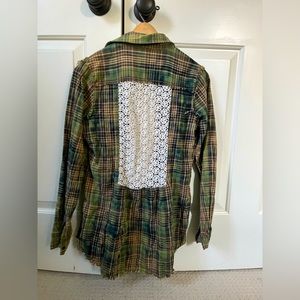 White Crow flannel with lace crochet backing